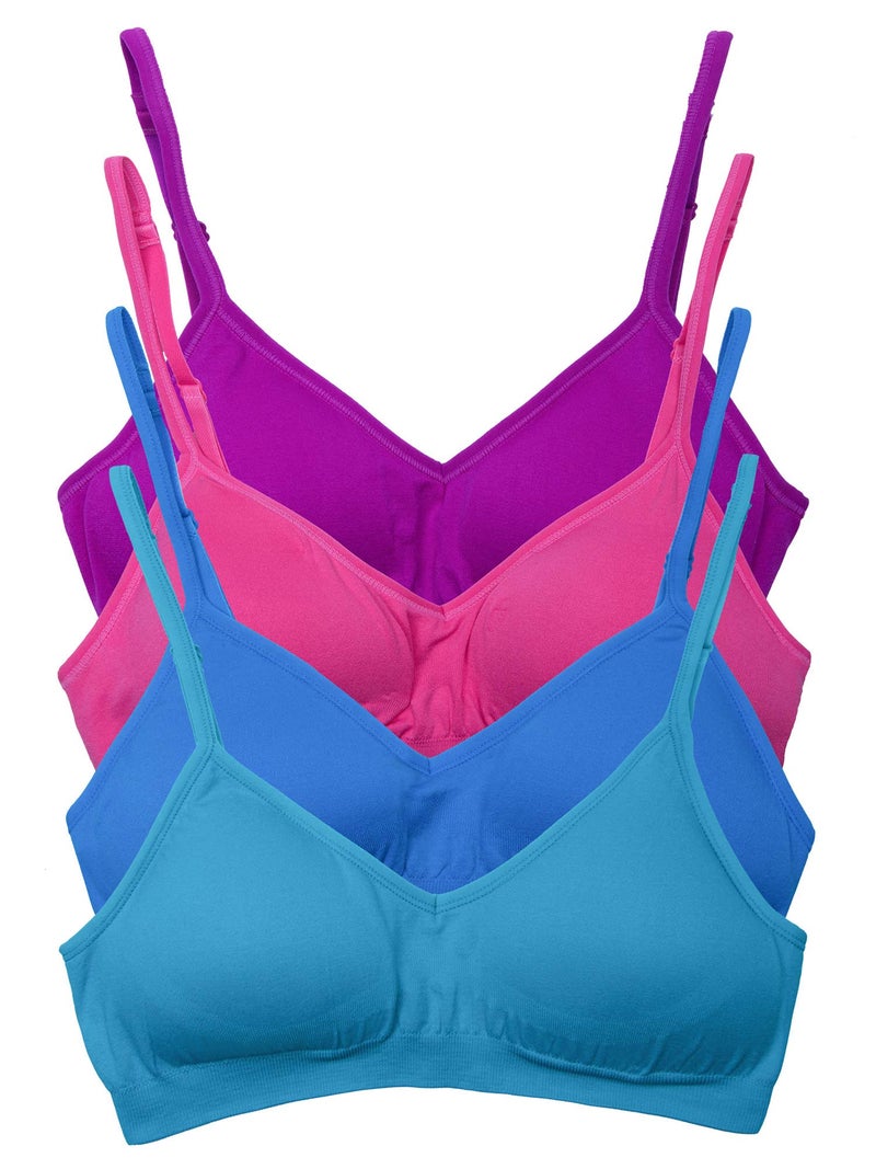 Kalon Womenâ€™s 4 Pack Demi Padded Bralette Wireless Comfortable Bra (M/L, Jewels) - Image 1